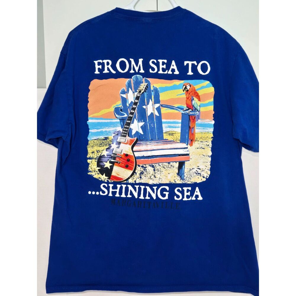Margaritaville From Sea To Shining Sea Graphic T-Shirt | Men's Size Large | Blue